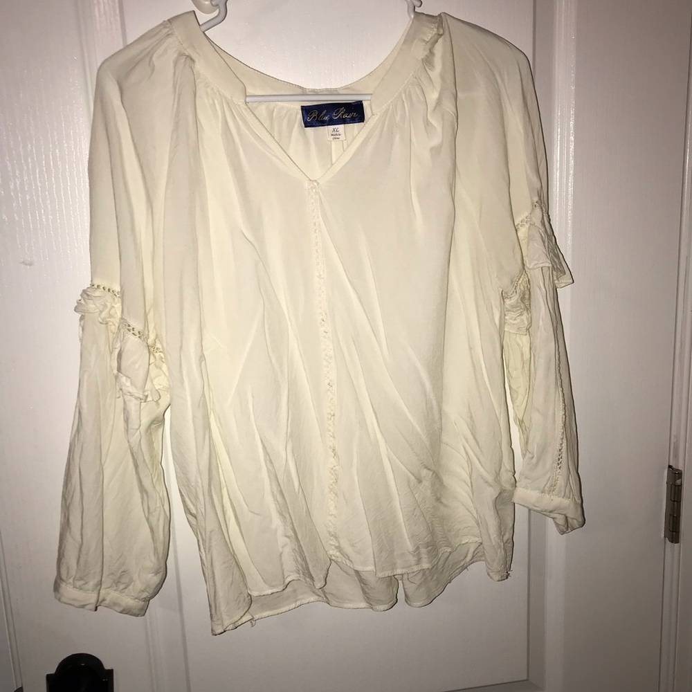 Cream ruffle sleeved top